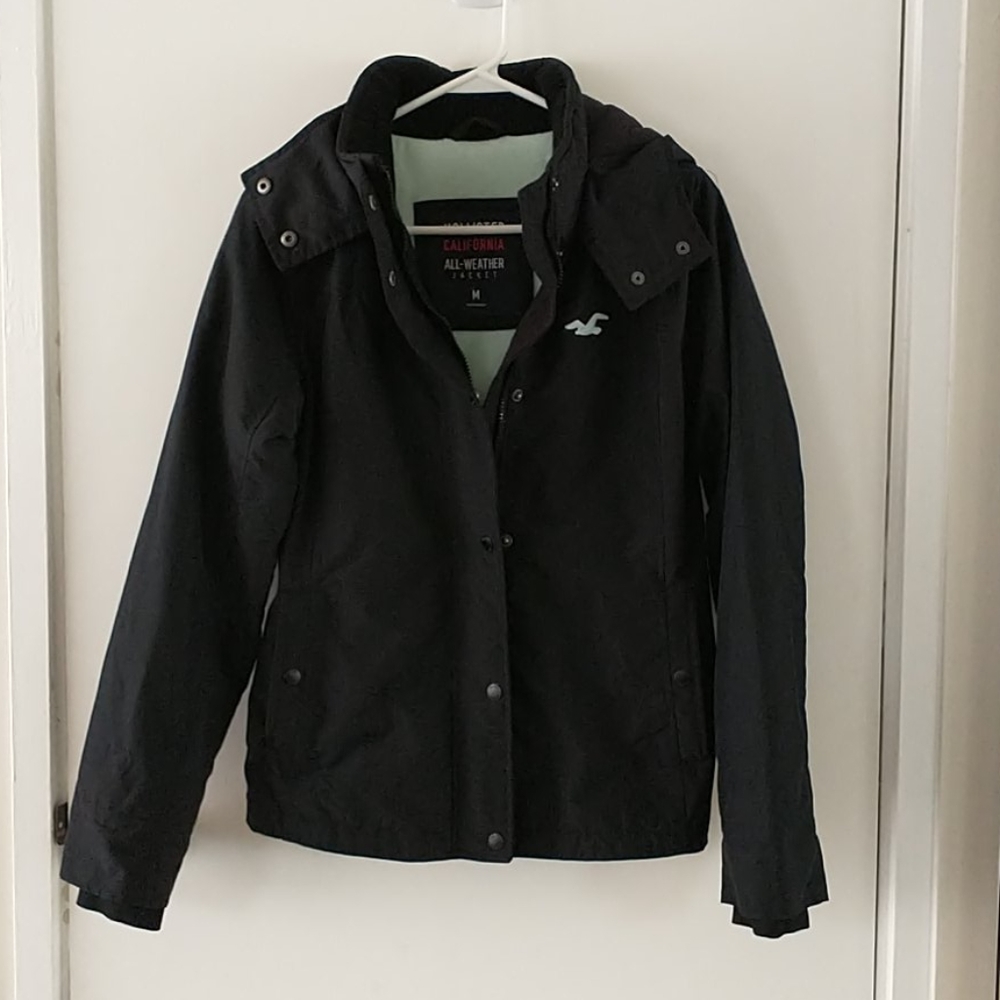 Black All-weather Jacket with Hood - size M
